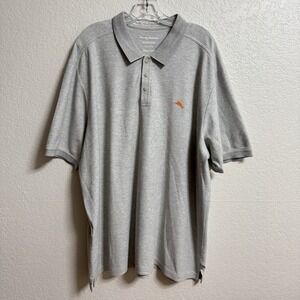 Tommy Bahama Polo Shirt 3XL Gray Emfielder Island Zone Supima Cotton Stretch